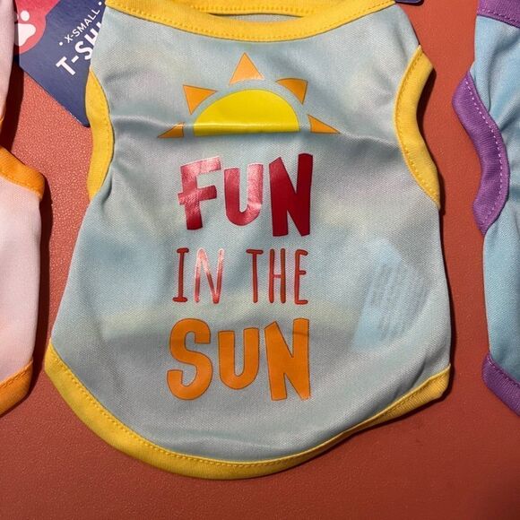 NWT 3pc Dog T-Shirts XSmall Sunbathing Powered By Naps Fun In The Sun Puppy NEW - Picture 7 of 10